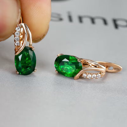 Elegant and fashionable oval cut Synthetic Zirconia, Synthetic Zirconia earrings, vintage Synthetic Zirconia earrings, bridal wedding jewelry gifts
