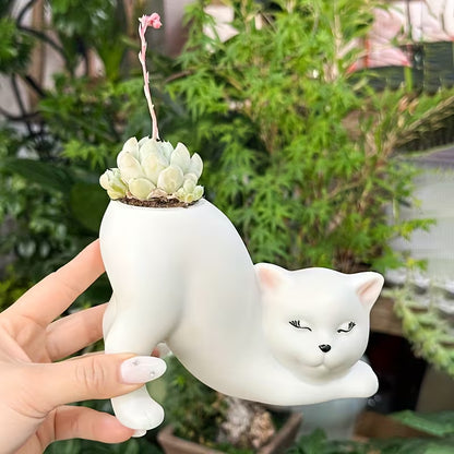 1pc of Bohemian Creative Design Cute Cat Flower Pot for Planting And Breeding, Lightweight And Multifunctional, Made of Shatterproof Synthetic Resin, Suitable for Indoor And Outdoor Use