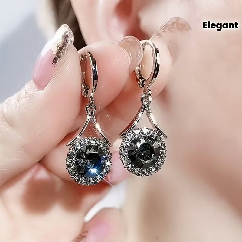 A Pair of Elegant Synthetic Zirconia Pendant Earrings Suitable for Weddings, Parties, And Everyday Wear