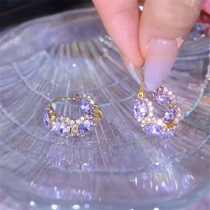 Elegant And Sparkling Purple Faux And Zirconia Hoop Earrings for Women, Designed to Be Versatile And Chic, Making Them a Perfect Gift Choice in Western And Eastern Fashion