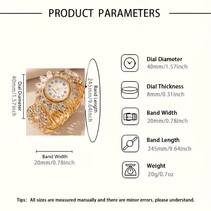A Stylish And Elegant Women'S Quartz Bracelet Watch, Adorned with Heart-Shaped Rhinestones, Makes a Lovely Gift for Her.