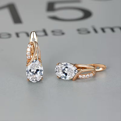 Elegant and fashionable oval cut Synthetic Zirconia, Synthetic Zirconia earrings, vintage Synthetic Zirconia earrings, bridal wedding jewelry gifts