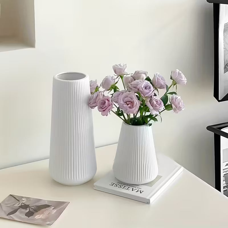 piece set of plastic striped vase combination, 3 sizes (small/medium/large), Scandinavian modern style home table decoration, durable and strong, suitable for placing dried flowers