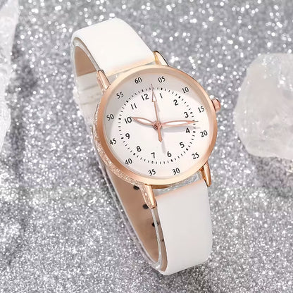 5pcs Women's Bohemian Quartz Watch & Jewelry Set - Round PU Leather Strap, Zinc Alloy Case with Matching Bracelet, Elegant Watch for Birthdays, Christmas, Valentine's Gift, Casual Attire & Special Occasions - Quartz Movement Timepiece