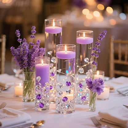 870pcs Purple Artificial Diamond Craft Crystals - Sparkling Crystal Vase Fillers for Weddings, Parties, and Home Decor - Elegant Centerpieces for Candle Holders, Table Settings, and Bridal Gifts, Candle Decorations, Party Centerpieces, Sparkling Crystal D