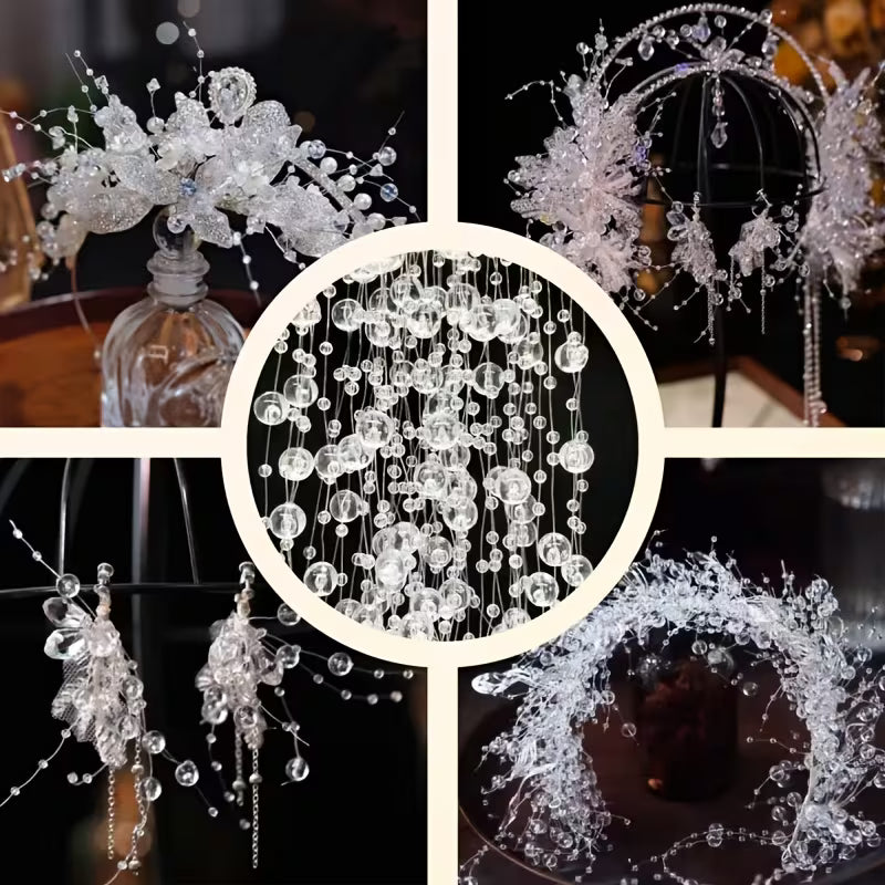 1pc 130cm/51.18in DIY Artificial Pearls Garland Fishing Line Pearls Flower Beads Chain Wedding Home Party Decorations Jewelry Accessory