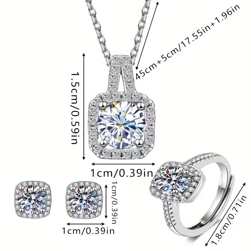 [4pcs Exquisite Fashionable Jewelry Gift] 4pcs Fashionable and minimalist new creative necklace earrings rings party commemorative gifts versatile jewelry exquisite Christmas and birthday gifts for family and friends