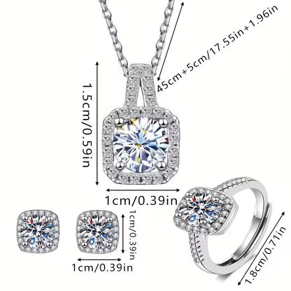 [4pcs Exquisite Fashionable Jewelry Gift] 4pcs Fashionable and minimalist new creative necklace earrings rings party commemorative gifts versatile jewelry exquisite Christmas and birthday gifts for family and friends