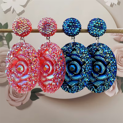 A Pair of Stunning And Flamboyant Oval Resin Drop Earrings, Featuring a Stylish, Elegant, And Luxurious Design, Making Them The Perfect Choice for Everyday Wear Or As a Gift for Women