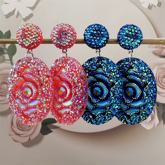 A Pair of Stunning And Flamboyant Oval Resin Drop Earrings, Featuring a Stylish, Elegant, And Luxurious Design, Making Them The Perfect Choice for Everyday Wear Or As a Gift for Women