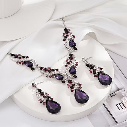 3pcs Set of Light Luxury Emerald Green -encrusted Vintage Alloy Rhinestone Women's Jewelry Set, Suitable for Banquets and Weddings, Ideal for Gifting