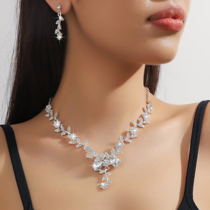 Women's Bridal Accessory Necklace And Earrings Set