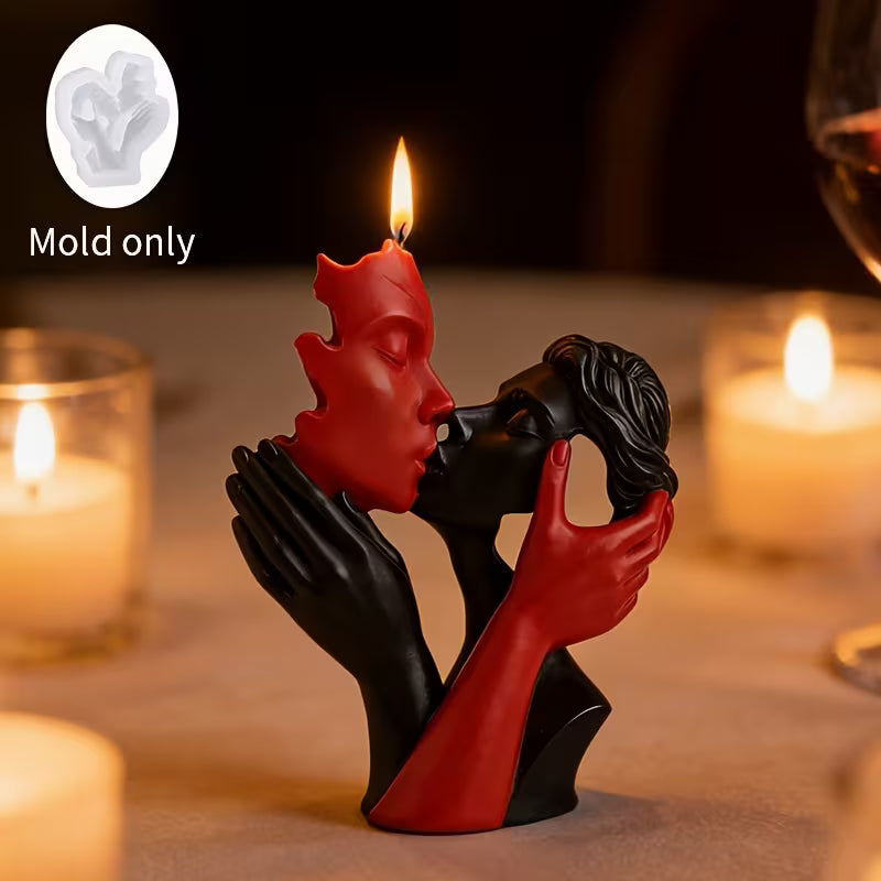 Resin Casting Molds, Mini Kissing Couple Flat-Bottom Silicone Mold, Hollow-Out Design Full of Artistic Sense, Suitable for Resin Ornaments/Candles/Soap Making, Soft and Easy to Demold with Clear Texture, Perfect for Valentine's Day Home Decor