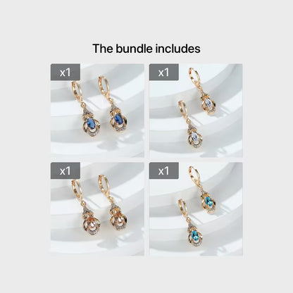 BAMOS Women's Elegant Bohemian Ethnic Statement Earrings - Large Teardrop Blue/Purple/Pink/Black/Green/Gray/White/Beige -like Luster, Dangle Hoops with Secure Hook Closure, Everyday & Valentine's Jewelry Gift for Parties, Year-Round Wear - Luxury