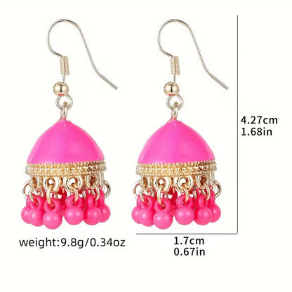 Exotic Style Colorful Alloy Birdcage Earrings with Bell for Women