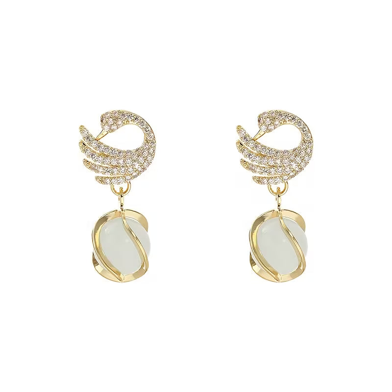 New Fashionable Swan Earrings, Trendy Cat'S Eye Studs from Korea, Popular Drop Earrings, Stylish Ear Additions