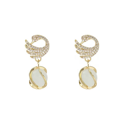 New Fashionable Swan Earrings, Trendy Cat'S Eye Studs from Korea, Popular Drop Earrings, Stylish Ear Additions