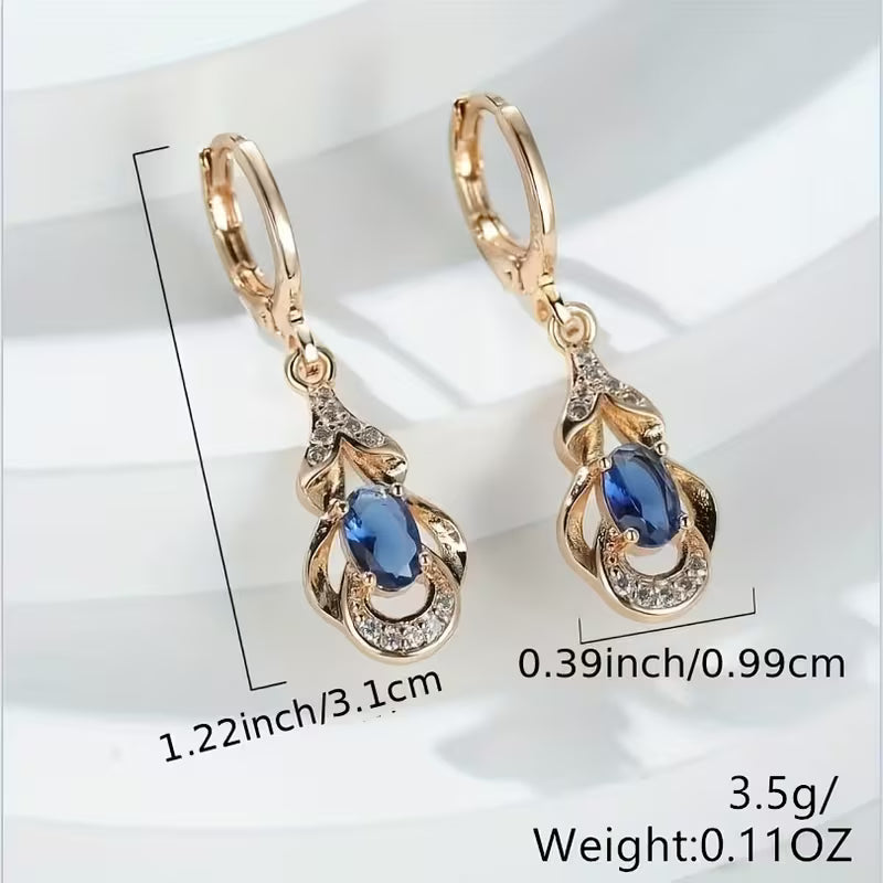BAMOS Women's Elegant Bohemian Ethnic Statement Earrings - Large Teardrop Blue/Purple/Pink/Black/Green/Gray/White/Beige -like Luster, Dangle Hoops with Secure Hook Closure, Everyday & Valentine's Jewelry Gift for Parties, Year-Round Wear - Luxury