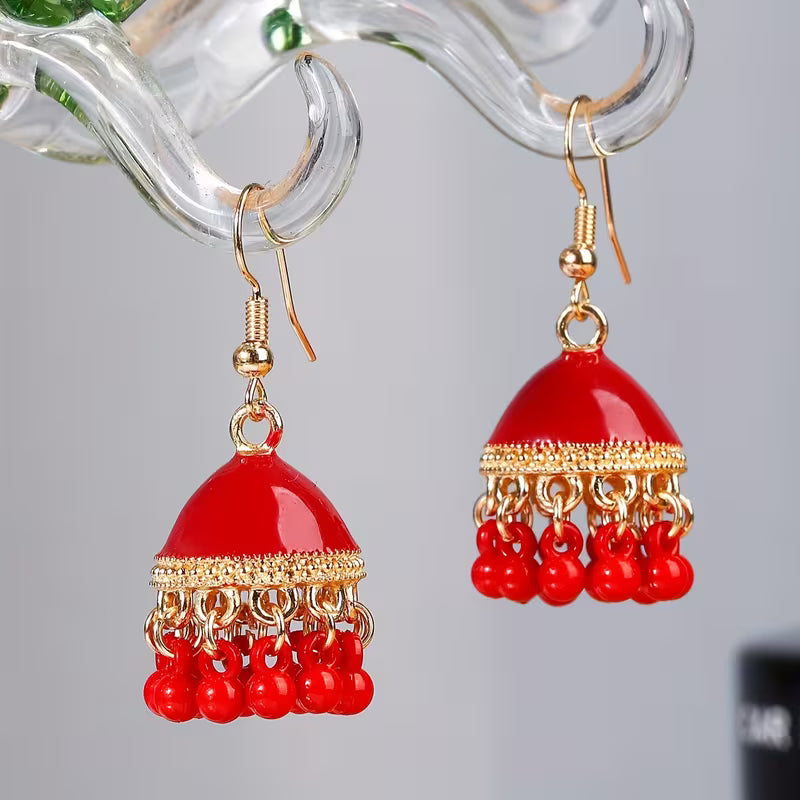Exotic Style Colorful Alloy Birdcage Earrings with Bell for Women
