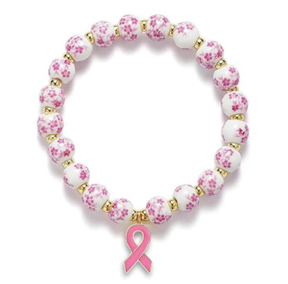 Womens Porcelain Floral Blue-and-White Ceramic Bracelet