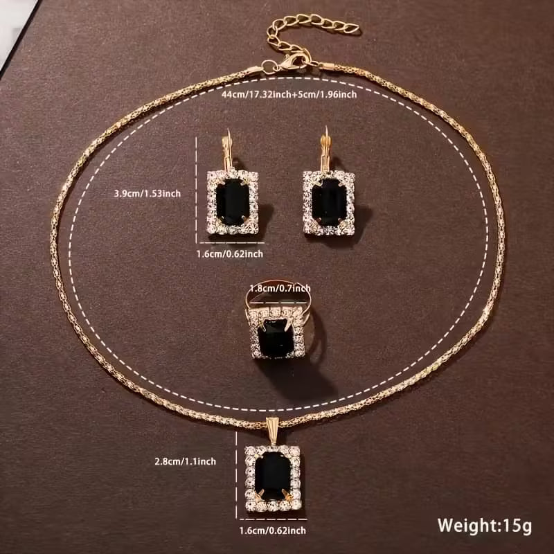 MSCXDK 5pcs Women's Watch & Jewelry Set - Square Quartz Watch with Matching Bracelet/Collar Necklace/Earrings/Ring, Multicolor Alloy Chain, Shockproof Stainless /Casual Elegant Analog Wristwatch for Daily Wear & Special Occasions,