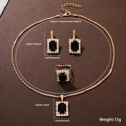 MSCXDK 5pcs Women's Watch & Jewelry Set - Square Quartz Watch with Matching Bracelet/Collar Necklace/Earrings/Ring, Multicolor Alloy Chain, Shockproof Stainless /Casual Elegant Analog Wristwatch for Daily Wear & Special Occasions,