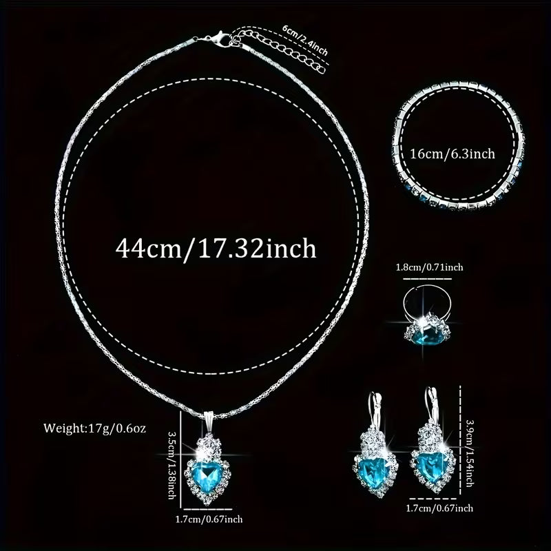 1pc Set of Fashionable Women'S Sky Blue Roman Quartz UP Faux Leather Watch And 5pcs of Heart Sky Blue Accessories Set. Eid, Valentine'S Day, Easter Gift for Mom