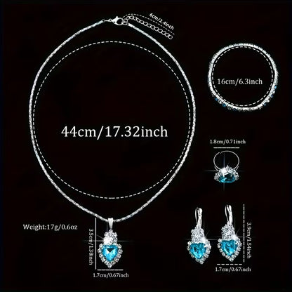 1pc Set of Fashionable Women'S Sky Blue Roman Quartz UP Faux Leather Watch And 5pcs of Heart Sky Blue Accessories Set. Eid, Valentine'S Day, Easter Gift for Mom