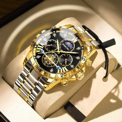 Men's Business Student Night Light Waterproof Flywheel Quartz Watch