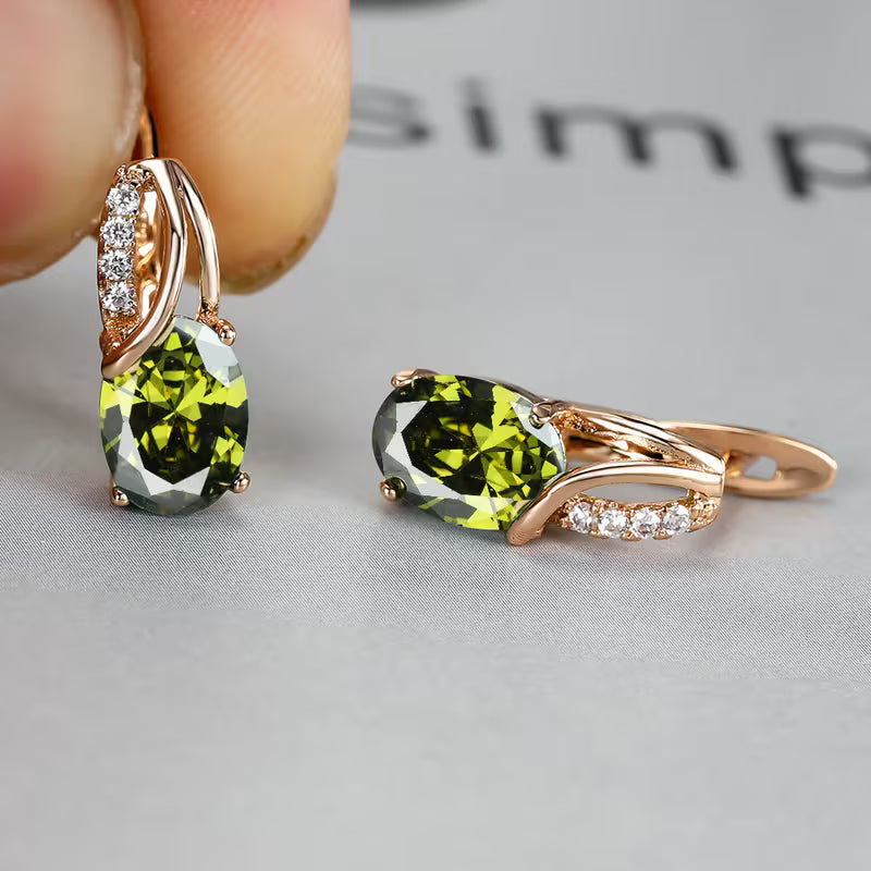 Elegant and fashionable oval cut Synthetic Zirconia, Synthetic Zirconia earrings, vintage Synthetic Zirconia earrings, bridal wedding jewelry gifts