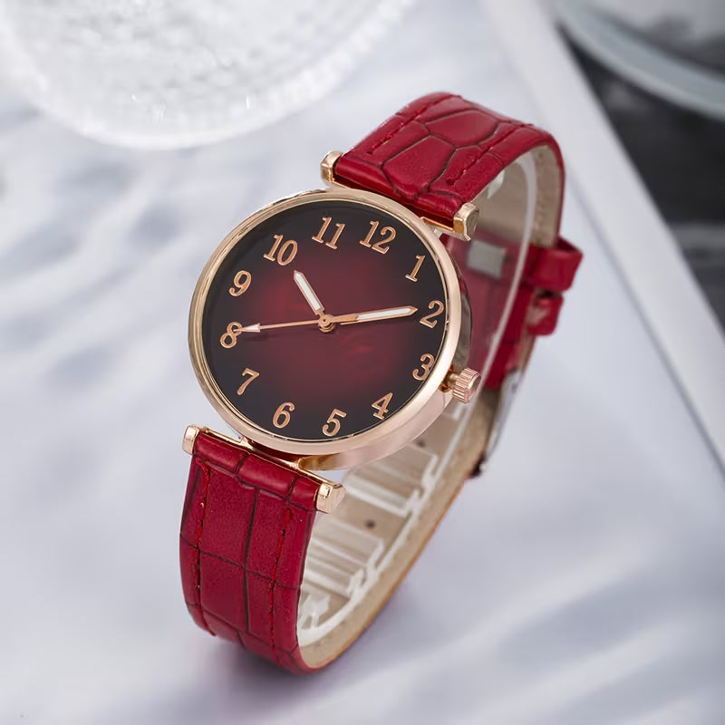 4pcs all-matching simple quartz watch jewelry set. The perfect gift for her for Christmas