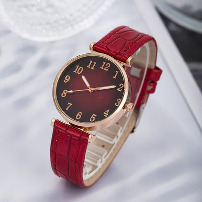 4pcs all-matching simple quartz watch jewelry set. The perfect gift for her for Christmas
