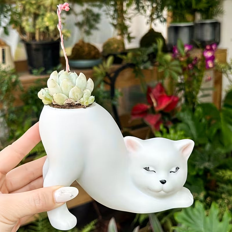 1pc of Bohemian Creative Design Cute Cat Flower Pot for Planting And Breeding, Lightweight And Multifunctional, Made of Shatterproof Synthetic Resin, Suitable for Indoor And Outdoor Use