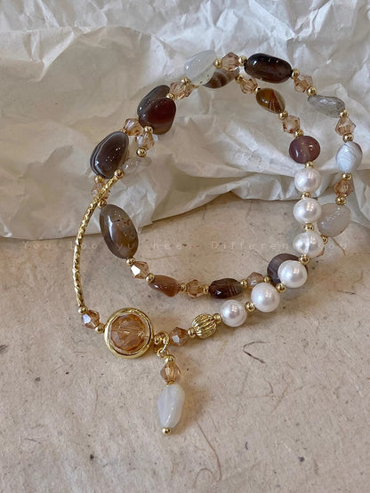 Pearl Double Layer Crystal Bracelet For Women