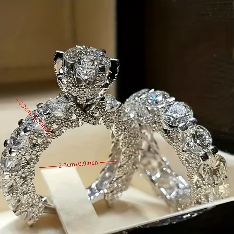 A Set of Full Rings, Fashionable Proposal and Engagement Rings, Daily Wear Party Gift, Alloy Jewelry with Minor Flaws Inevitable, for Teenager