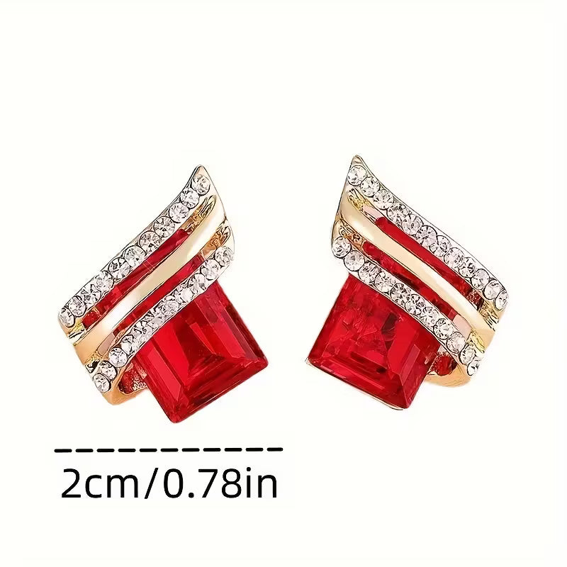 Hypoallergenic Geometric Stud Earrings Suitable for Weddings, Parties & Valentine's Gift - Elegant Luxury Hypoallergenic Alloy Earrings with Resin Inlay, Sensitive Skin, Year-Round Daily Wear & Special Occasions
