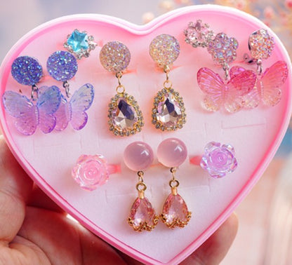 Girls Children's Gem Swan Ear Ornaments