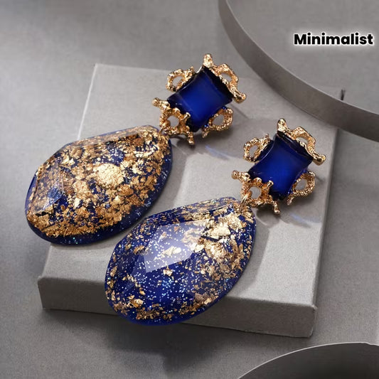 A Pair of Vintage Minimalist Elegant Exaggerated Resin Sparkling Oval Earrings for Women, Holiday Birthday Date Prom Banquet Wedding Party Vacation Shopping Accessories