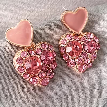 1 Pair of Elegant Women's Heart Square Pendant Earrings, Suitable for Summer, Beach, Party, Wedding, Daily Wear, Holiday, Valentine's Day, Mother's Day, Gift