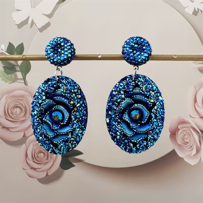 A Pair of Stunning And Flamboyant Oval Resin Drop Earrings, Featuring a Stylish, Elegant, And Luxurious Design, Making Them The Perfect Choice for Everyday Wear Or As a Gift for Women