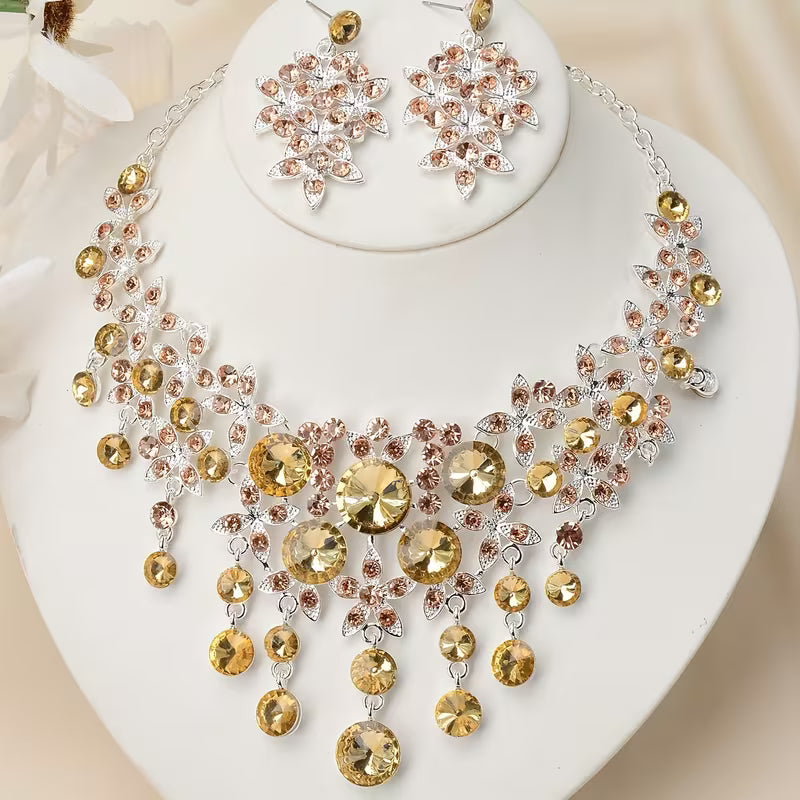 Bride Jewelry, Women's Wedding Dress, Wedding Accessories, Baroque Style Tassels, Rhinestones, Necklaces, Earrings, Wedding Sets, Stage Performances, Necklaces