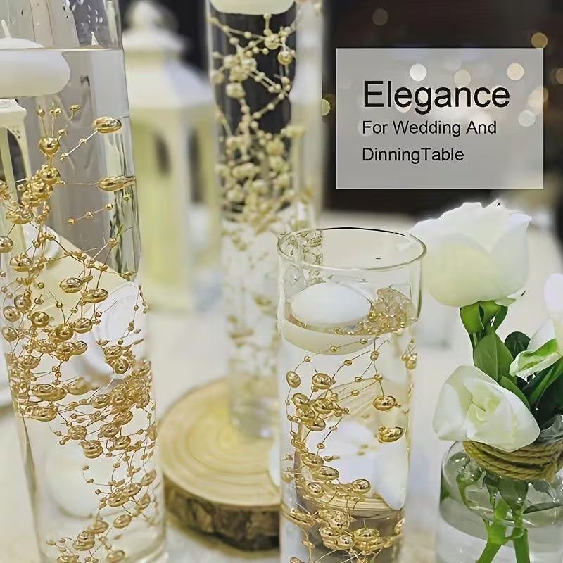 A Pack of 5, Floating Candle Vase Filler Pearl Strands, Wedding Table Decoration, Imitation Pearl Bead Chains