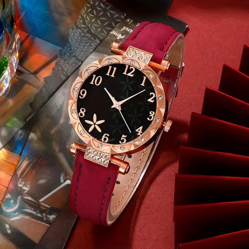 Set of 6 Stunning Fashionable Quartz Watches with Rhinestone Digital Dials, Perfect Gift for Women