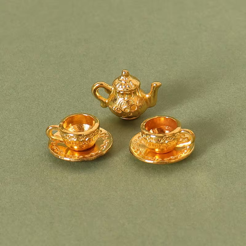 3pcs/set Dollhouse miniature tea cup set tools coffee shop furniture kitchen decoration accessories photography props