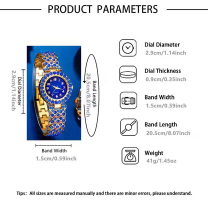 6pcs New Fashion Quartz Watch Set with Alloy Dial, Perfect for Daily Wear, Birthdays, Parties, New Year's, Christmas & Halloween – A Great Gift for Family and Friends, Watch And Earring Set, Watch And Necklace Set, Watch Bracelet Set, Watch Set For Women,