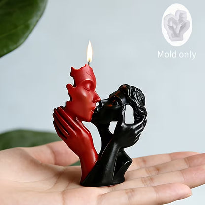 Resin Casting Molds, Mini Kissing Couple Flat-Bottom Silicone Mold, Hollow-Out Design Full of Artistic Sense, Suitable for Resin Ornaments/Candles/Soap Making, Soft and Easy to Demold with Clear Texture, Perfect for Valentine's Day Home Decor