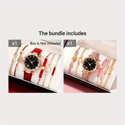 Set of 6 Stunning Fashionable Quartz Watches with Rhinestone Digital Dials, Perfect Gift for Women