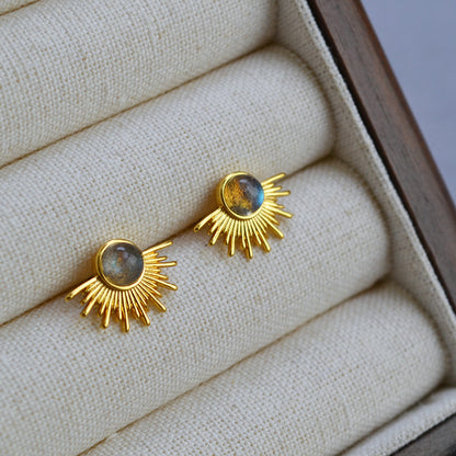 Vintage Brass-Gilded 925 Silver Stud Earrings For Women