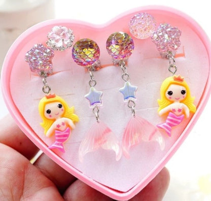 Girls Children's Gem Swan Ear Ornaments