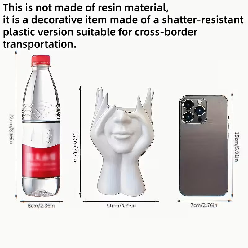 1 Creative Face Vase Pen Holder, Multifunctional Makeup Brush Organizer, Modern Minimalist Art Decorative Piece for Desktop Home Office Organization